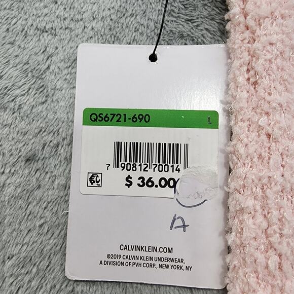 NEW Calvin Klein Top Womens L Pink CK One Plush Lounge Tank Baby Terry Crop Logo - Picture 7 of 13